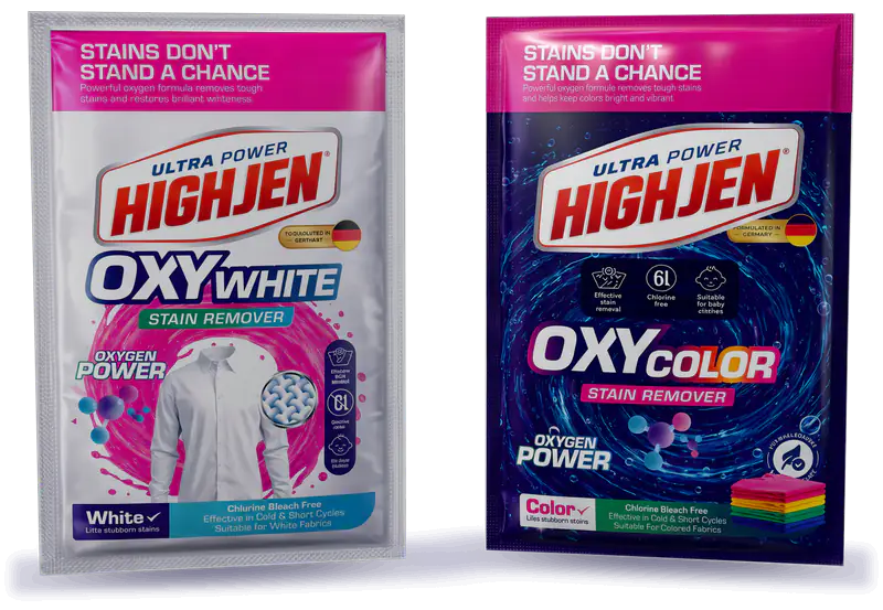 Сашета с петноотстранител HIGHJEN Oxy White и Oxy Color (примерно изображение)